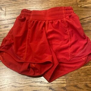 Red Lululemon Hotty hot shorts size 0